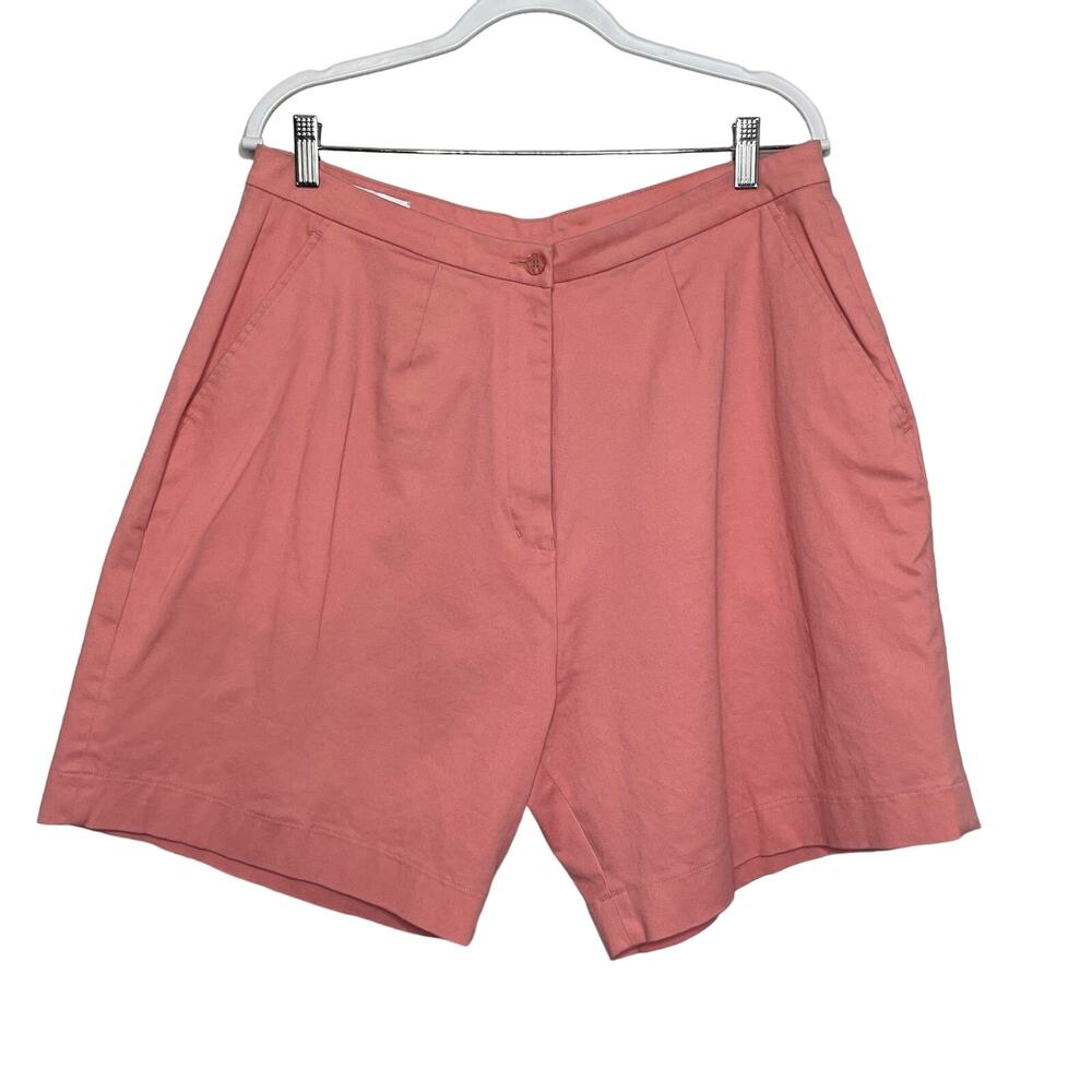 Monterey Club Womens Chino Golf Shorts 7" Flat Front Slash Pockets Coral Pink 18